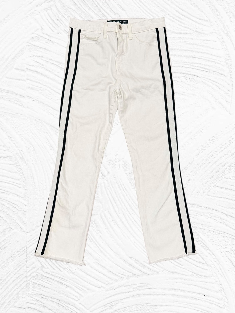 Veronica Beard Carly 11" Kick - Flare Denim wash white 26 Tuxedo Stripe